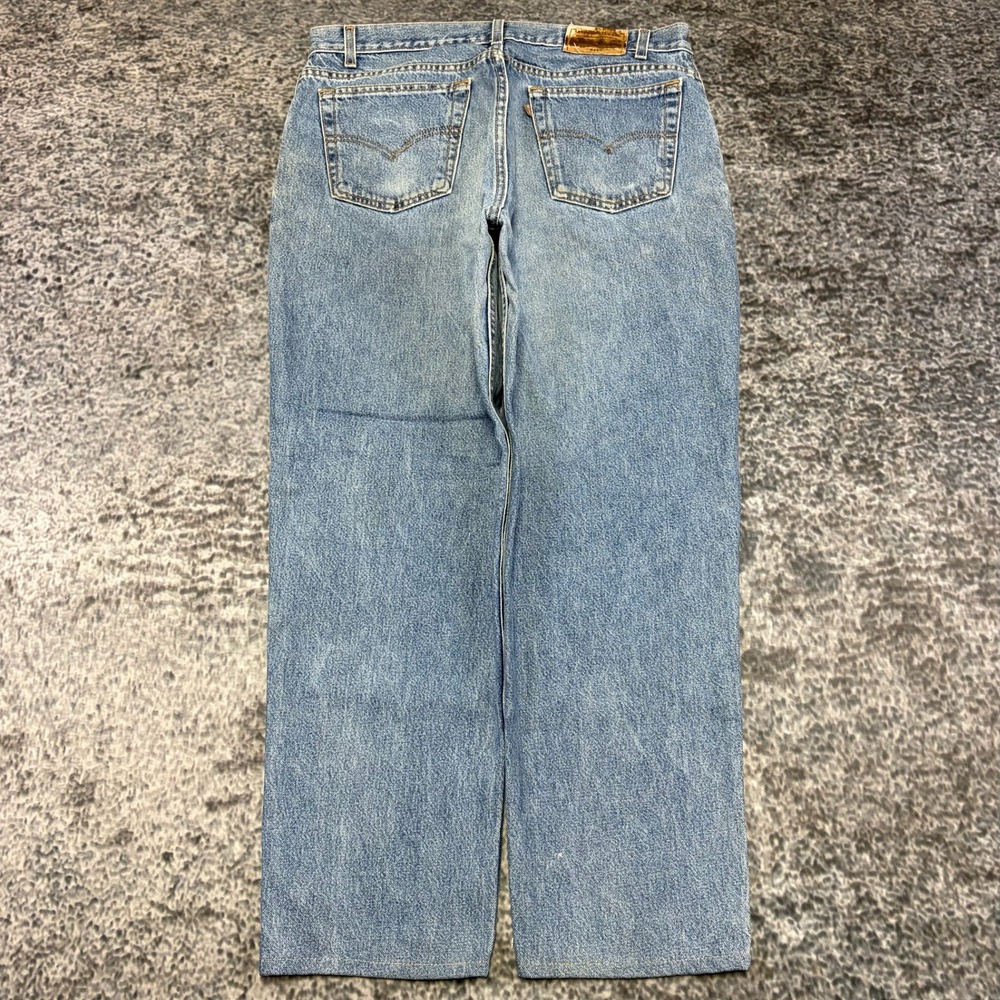 Vintage 90s Levi's 545 Jeans Loose Mens 36x29 Blue Denim Brown Tab
